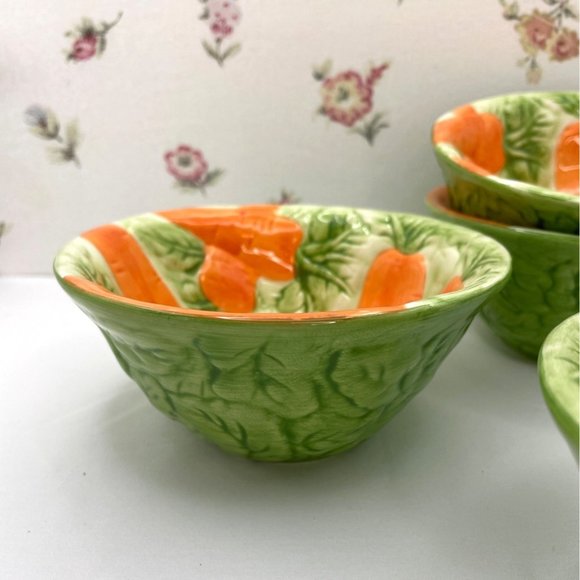 Springtime Serving Dessert/Berry Bowls with Carrot Motif, Easter Serving Decor - Picture 7 of 11
